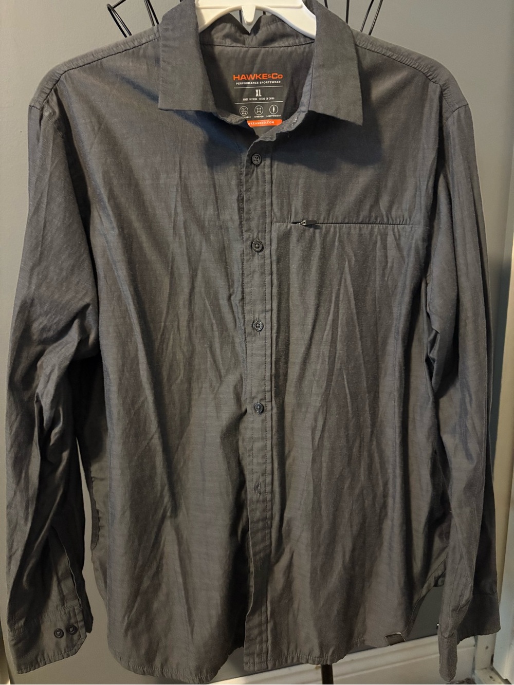 Hawke & Co Men’s Long-Sleeve Button-Up Shirt - Charcoal